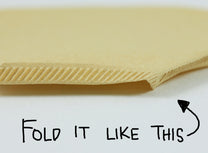 Fold along the notched seams before inserting the filter into your dripper