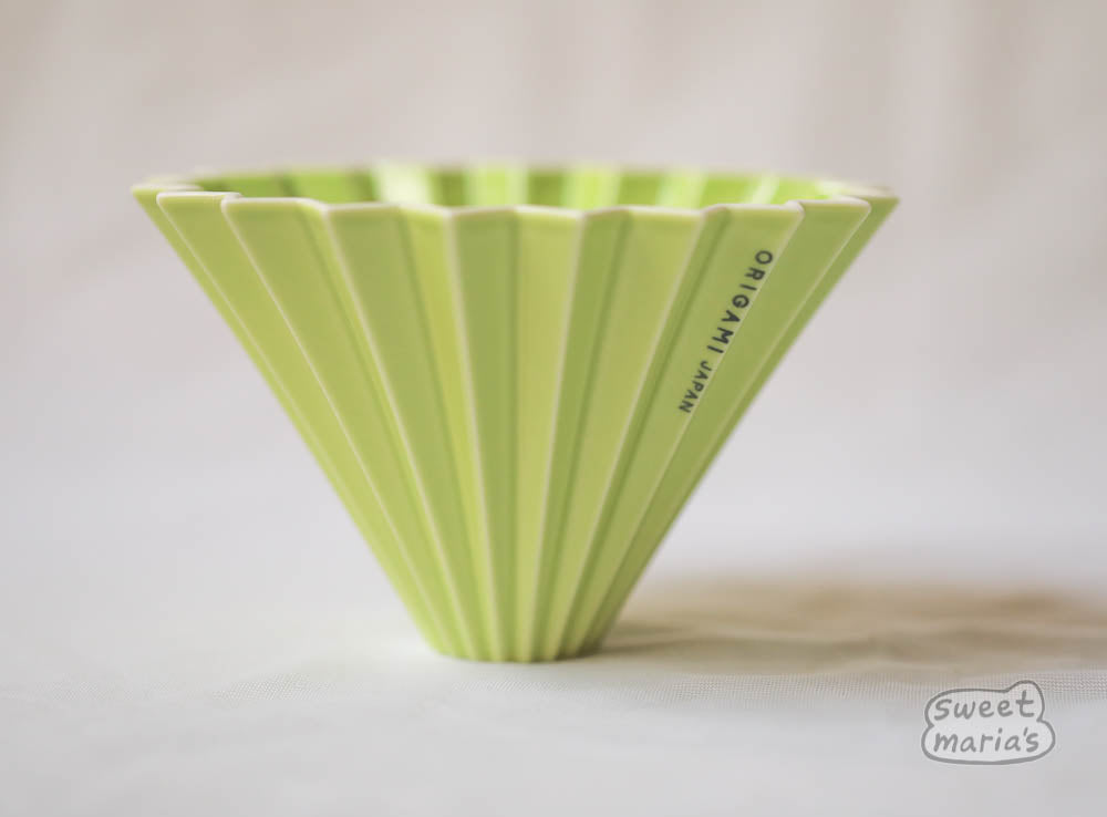 The Origami Ceramic Coffee Dripper, Size Medium, can use Hario V60 or Kalita Wave type filters