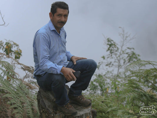 Aurelio Villatoro poses on a tree stump for a photo during a hike in La Libertad a few years back.