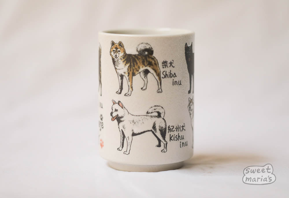 Japanese Dogs Cup, featuring tames and breeds in English and Kanji characters.
