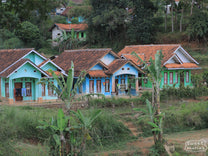 Colorful houses in the coffee lands near Mount Papandayan in West Java.