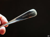 The Buena Suerte Cupping Spoon also has our logo laser-etched at the tip of its handle!