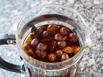 Cascara is best steeped for longer, about 5 to 8 minutes.