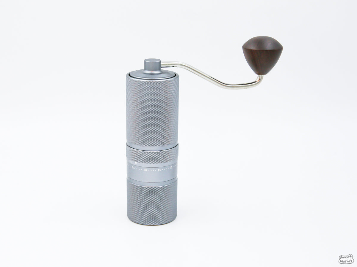 The Easy Adjust Hand Grinder with SS Burrs in Silver.
