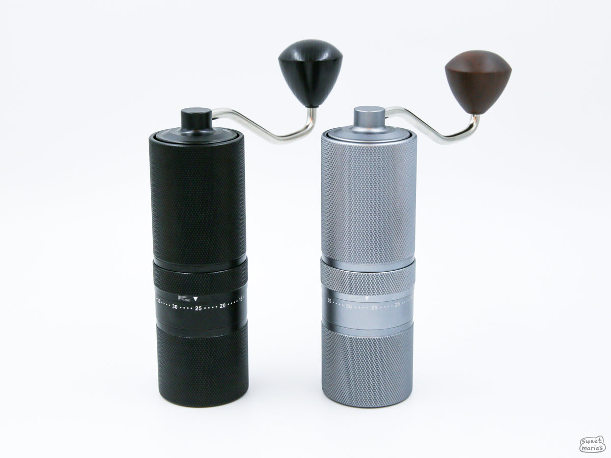 The Easy Adjust Hand Grinder is available in Black or Silver.
