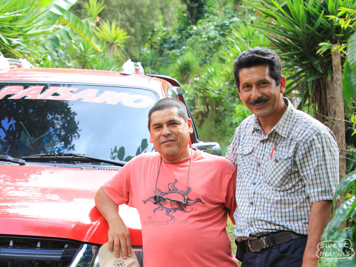 L to R: Antonio and Aurelio Villatoro at Boqueroncito green coffee farm in Cuilco region of Huehuetenango, Guatemala.