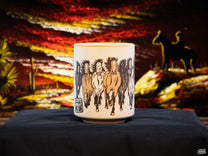 Sweet Maria's Wild Horses Cup is ceramic and made in Japan.