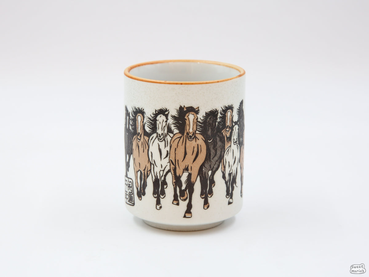 The Wild Horses Mug features nine horses, a symbol of good luck!