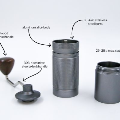 Easy Adjust Hand Grinder with SS Burrs - Silver
