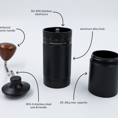 Easy Adjust Hand Grinder with SS Burrs - Black