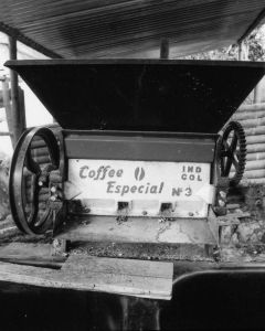 Typical pulper type used to remove fruit from green coffee seeds at small farms in Colombia. This one is in Inzá region.
