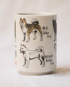 Japanese Dogs Cup, featuring tames and breeds in English and Kanji characters.