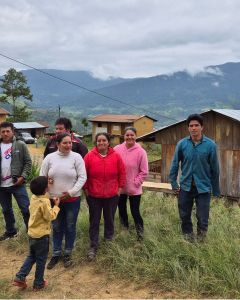 Familia Rioja in their village where the farms are located. That's Emma in the middle, with the red jacket on.