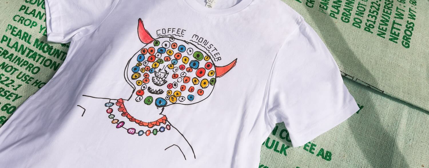 Our new Coffee Monster Shirt scares away the caffeine jitters.